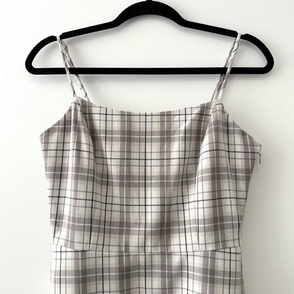 Aritzia Wilfred Isabelle Classic Mini Dress Grey & White Plaid Check Sz 6 - Picture 4 of 15